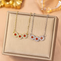 [titanium steel] fashion full diamond copper inlaid zircon sunflower necklace for women easiest for matchaccessible luxury classy niche colloquial clavicle chain
