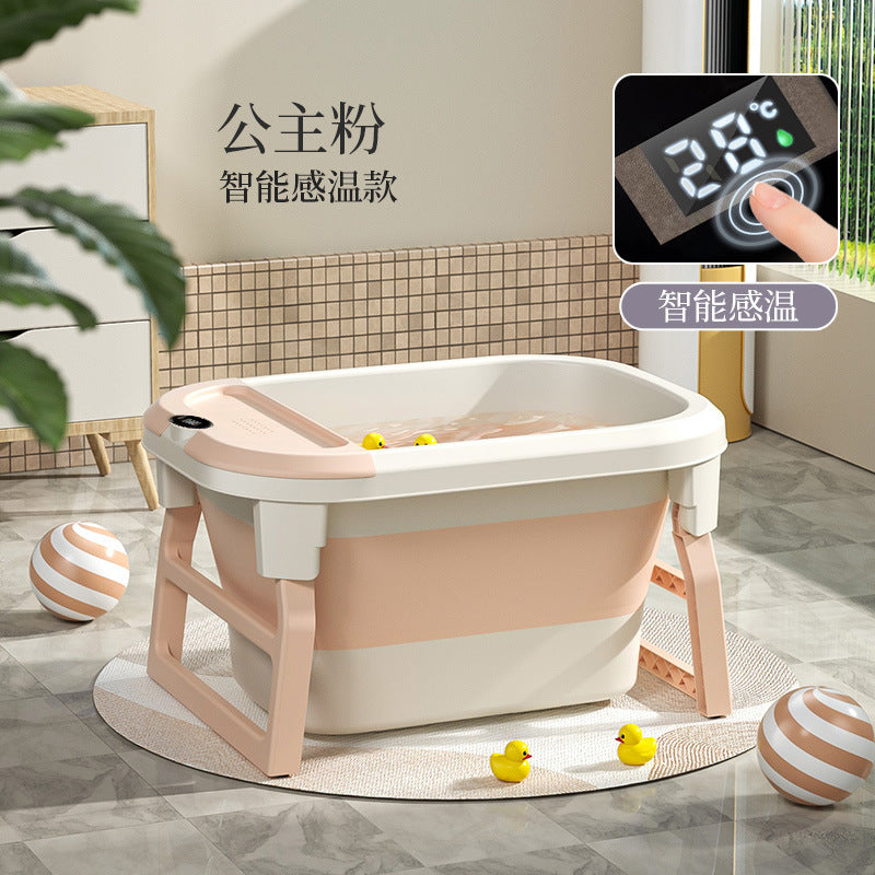 Kids bath bucket baby bath bucket baby bathtub foldable bath bucket for home sit-down bathtub swimming bucket