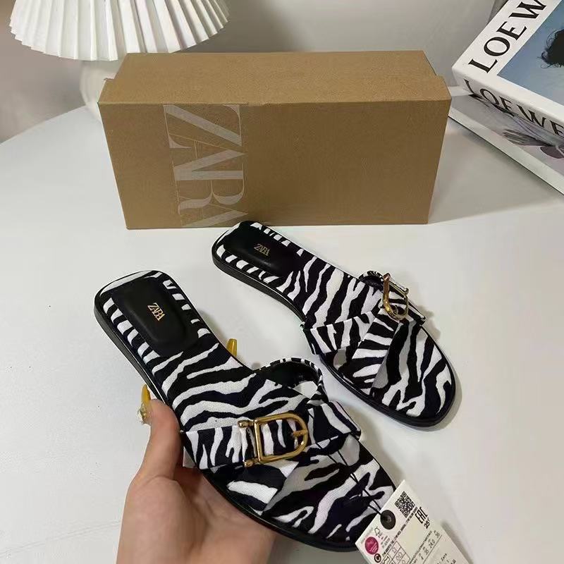 Za women's flat sandals - 2024 spring/summer new arrivals: stylish, versatile color block crossover strap french-style low-cut mules