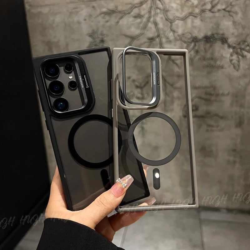 Suitable for samsung s26ultra magnetic phone case metal invisible u1 bracket s24fe transparent magnetic protective case