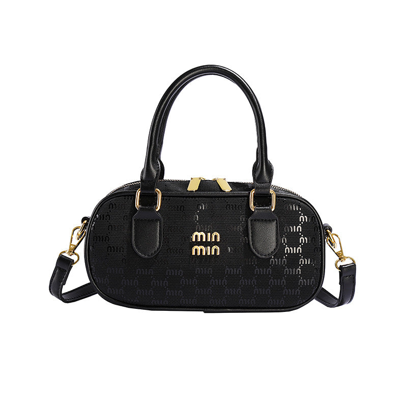 Retro portable bowling bag women's 2025 summer new niche printed pillow bag versatile fashion messenger bag