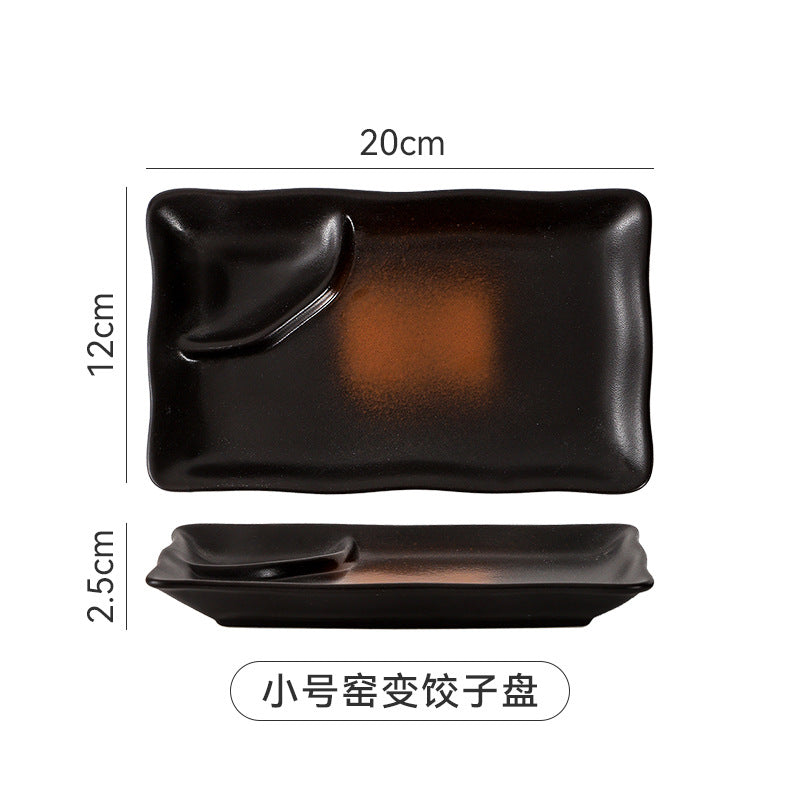 Sushi plate rectangular flat plate japanese ceramic tableware for homedumpling plate compartment plate creative western food plate dessert plate