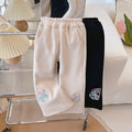 Girls' pants - spring  new collection: chinese style, slightly flared leg, stylish embroidery, available in sizes for toddlers to young girls