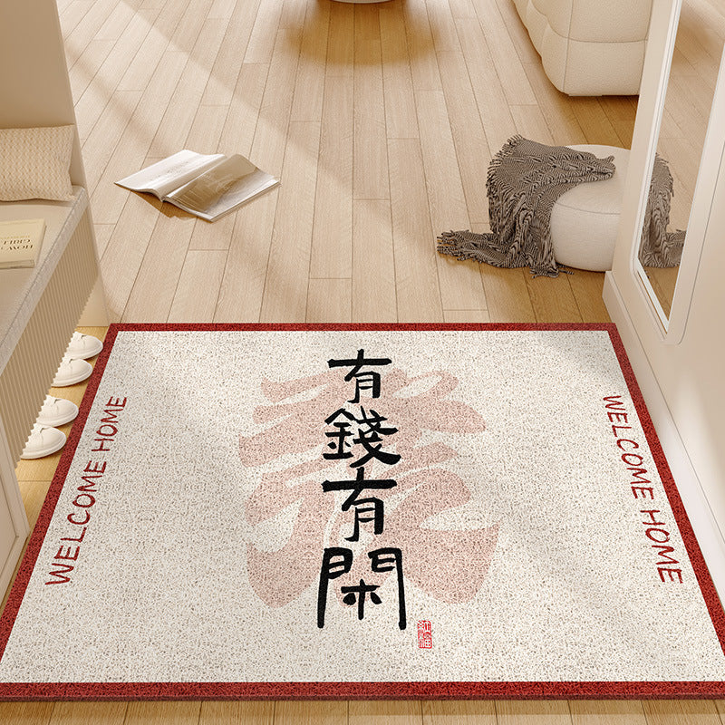 Entrance door mat, anti-slip red festive stain-resistant coil mat, no-wash wipeable  new arrival doormat