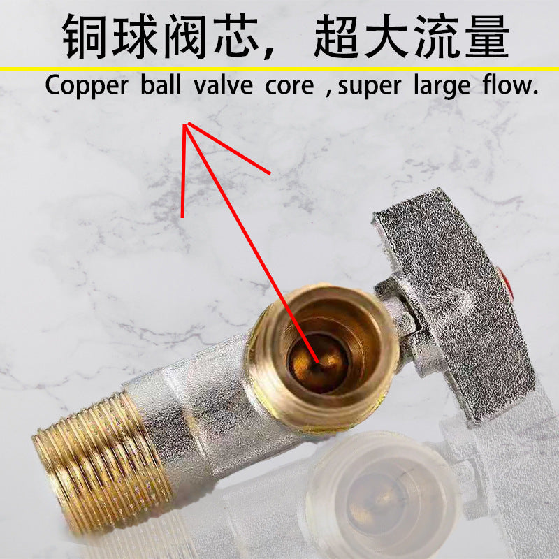 Angle valve large flow wholesale batch copper brass 304 stainless steel 4 points full open ball valve ball core triangle valve household