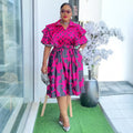 Amazon fashionexport cross-border printed shirt plus size dress women's new a-line skirt africa