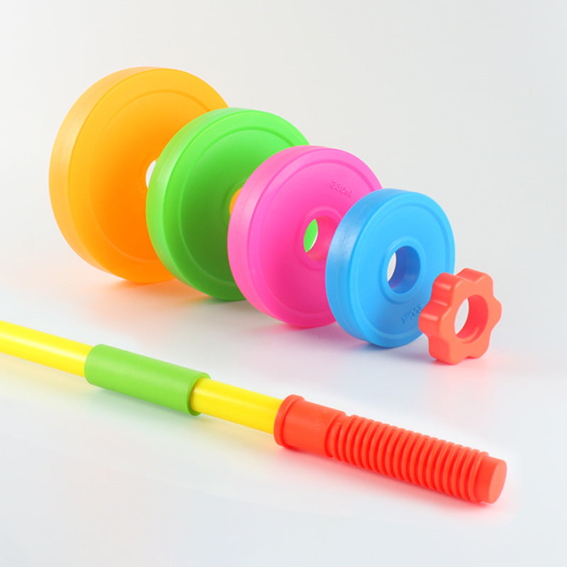Amazon cross-border dumbbell barbell toy - adjustable weight, water/sand fillable - for kids, elementary school boys, kindergarten fitness