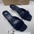 Za summer 2025 new women's bow-embellished high-heeled square-toe mules - stylish and elegant open-back sandals