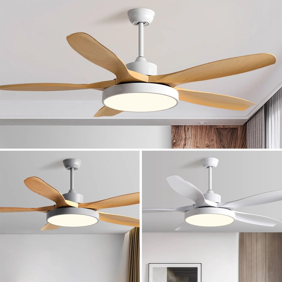 Home living room retro ceiling fan light intelligent frequency conversion fan chandelier Zhongshan lighting Nordic simple restaurant fan light