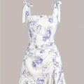 european and american women's clothing french waist halterdress long skirt summer flowers