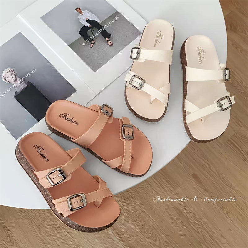 2026 flip-flops new arrivalk-styleretroeasiest for matchflats one-line slippers outwearcasual beach flip-flops women