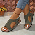 Fashionexportthick solecolorblock roman sandals women's cross-border platform sole velcro open toe beach sandals