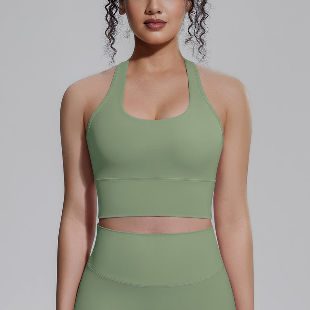 Naked-feel compression sports bra yoga top - quick-dry racerback workout tank with padded yoga bra