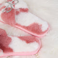 Women's winter cotton slippers with rhinestone detail, fuzzy indoor slippers with bow, home autumn and winter plush warm slippers for women