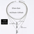 Square rhinestone pendant wholesale - european & american cross-border style, unique multi-layer necklace, light luxury, high-end full diamond chain necklace for women