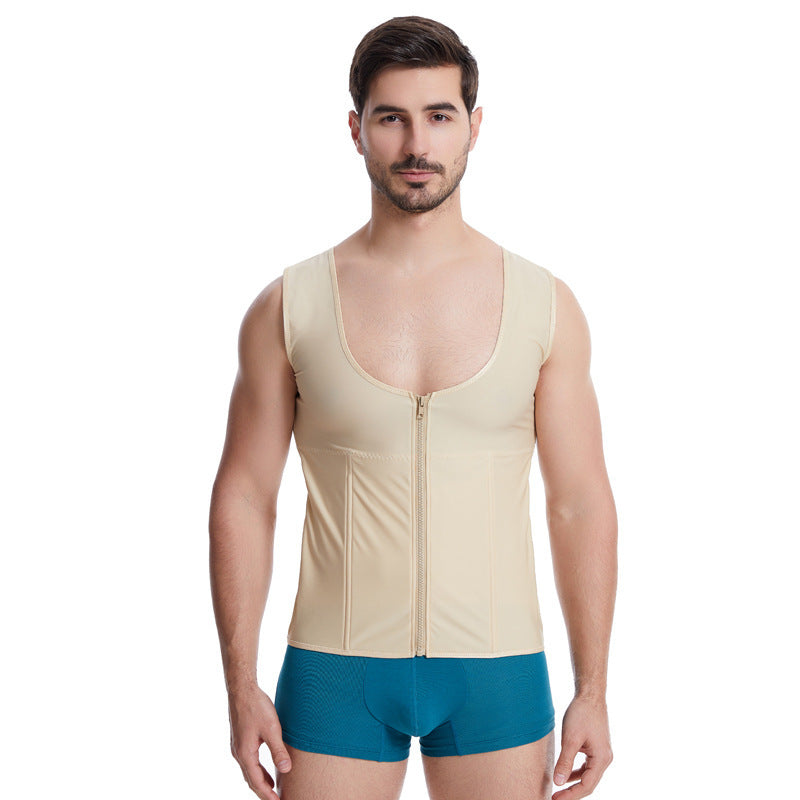 Men's thin pressurized waist and back clip anti-hump vest body shaping nylon tummy control corset body shaping tummy control shaping tight