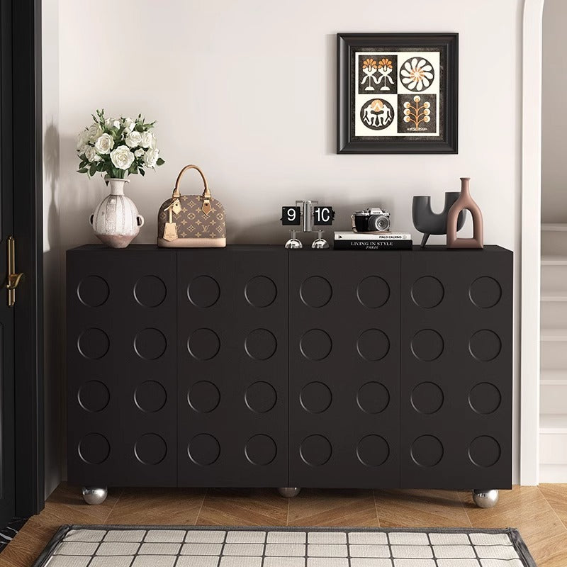 Black storage cabinet retro shoe cabinet for home entrance storage light luxury scandinavian entrance living room all-in-one casual wall cabinet