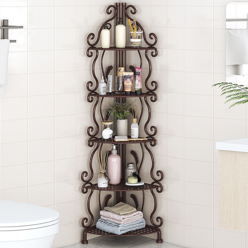 【foldable & no assembly】wrought iron bathroom corner shelf - freestanding organizer for bathroom, toilet, and kitchen