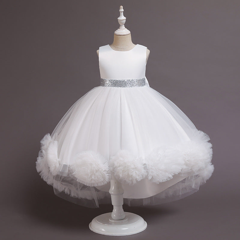 in stockkids dress ball flower tail wedding dress princess dress piano performance dress female baby dress