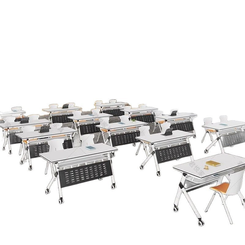Training table and chair set, two-person employee desk, student freestanding combination desk, multi-functional folding training conference table