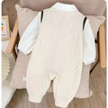 Spring autum men's and women's baby preppy style fake two-piece jumpsuit new arrival style double-layered khaki fashion outing clothes trendy