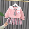 Baby girl spring/autumn outfit set - stylish korean fashion dress and pants set for toddlers