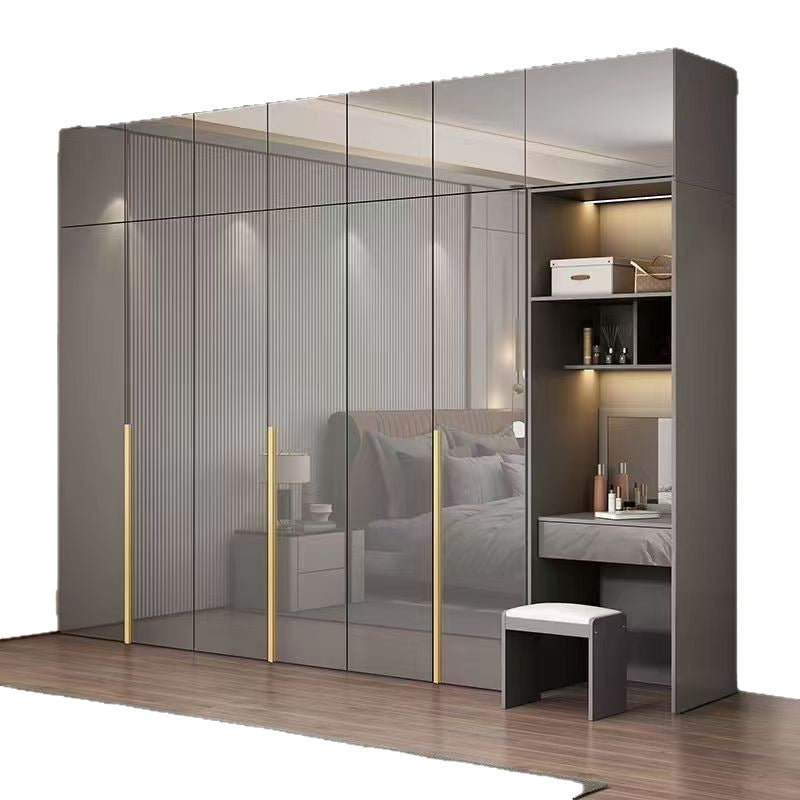 Master bedroom light luxury wardrobe pet high gloss four six eight door wardrobe wardrobe wooden modern casual bedroom for home cabinet