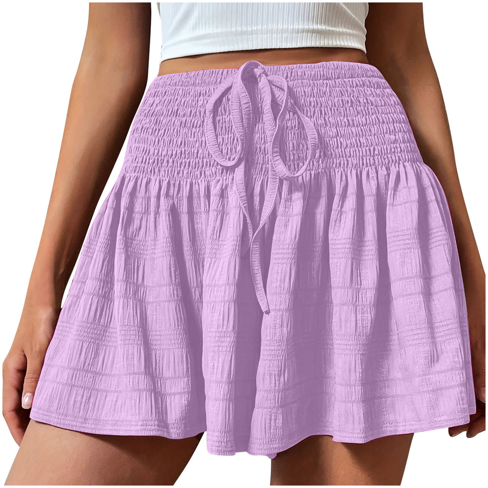 cross-border  european and american women's summer fashion solid color drawstring athletic shorts