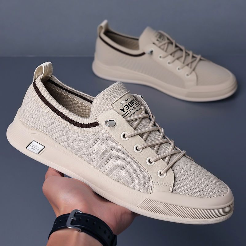 Men's bestselling spring/summer breathable mesh sneakers - slip-on, soft, odor-resistant, flyknit, versatile casual skate shoes for men