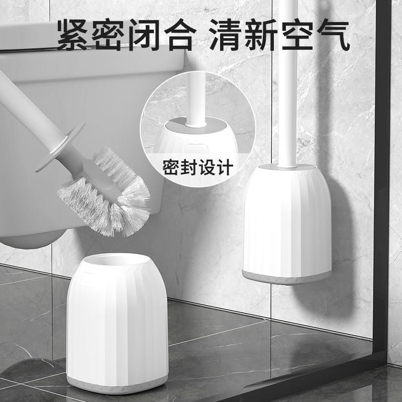 Toilet brush toilet brush placer clean no dead angle round head brush with bottom base toilet brush for home bathroom