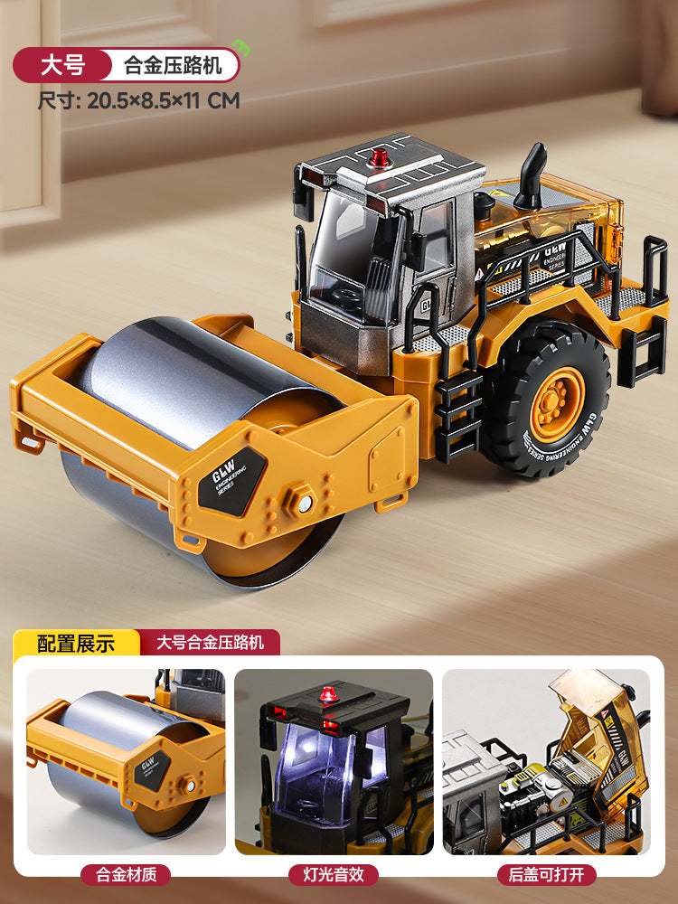 Kids' large-sized construction vehicle set: excavator, bulldozer, flatbed transporter - alloy engineering vehicle car model toys for boys