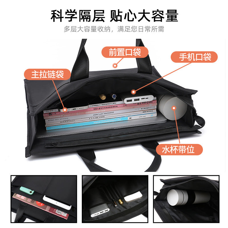 Large capacity satchel bagmen briefcase business casual men's bag office bag document computer bag document bag printing