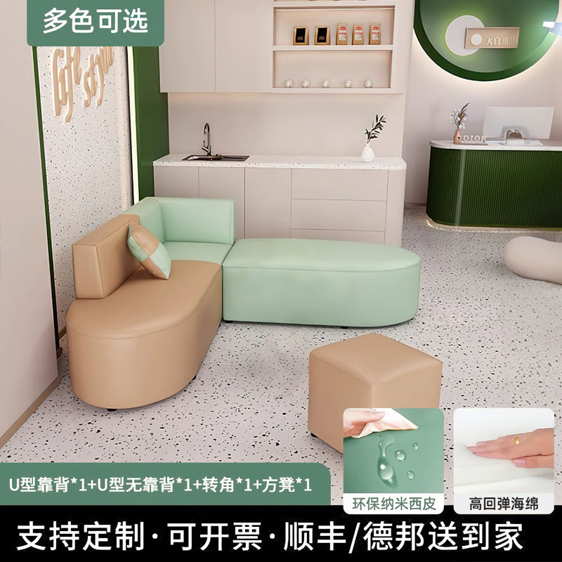 Shengli office early education training institution reception front desk negotiation office reception corner waiting area sofa