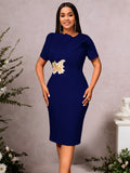 Amazon elegant round neck 3d ruffle hem dress - slim fit, figure-flattering, chic bodycon party dress