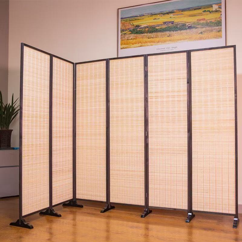 Chinese style bamboo screen partition wall living room simple modern foldable wooden movable bedroom screen for home screen
