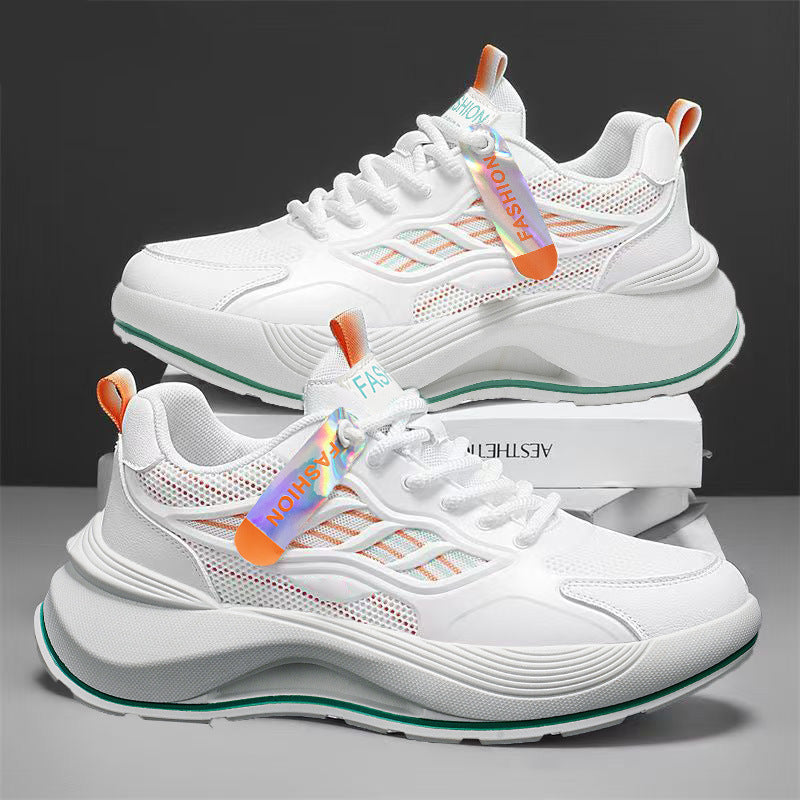Men's shoes 2026 spring trendy brand versatile casual sports ultralight running shock absorption height increasing student white sneakers dad shoes