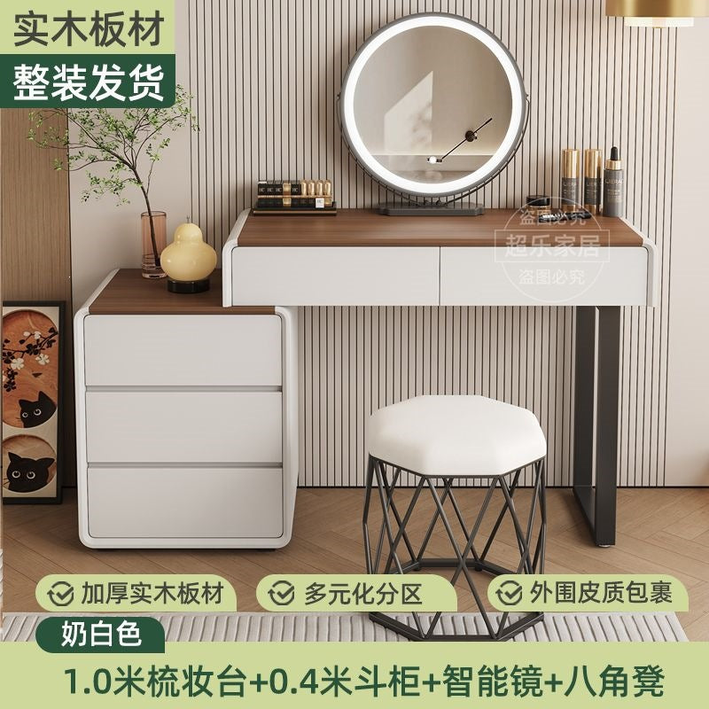 Vanity table bedroom casual walnut color chest of drawers vanity table all-in-one small makeup table retractable makeup table