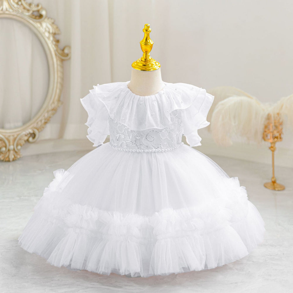 New arrival kids dress beads wedding dress princess cake dress baby girl birthday party dress kids dress