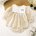 K-style baby summernew arrival bag butt baby pure cotton jumpsuit floral long sleeves romper female baby khaki
