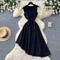 French sleeveless a-line dress women's summer red high waist waist large swing elegant vest dress classy sense