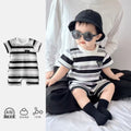 Baby boy short-sleeve romper - summer outfit, super cute & stylish, newborn infant summer striped outfit for outdoor wear