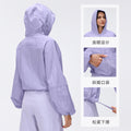 Spring half-zip hooded athletic windbreaker - women's short, loose-fit, versatile outdoor running & fitness jacket - d26004