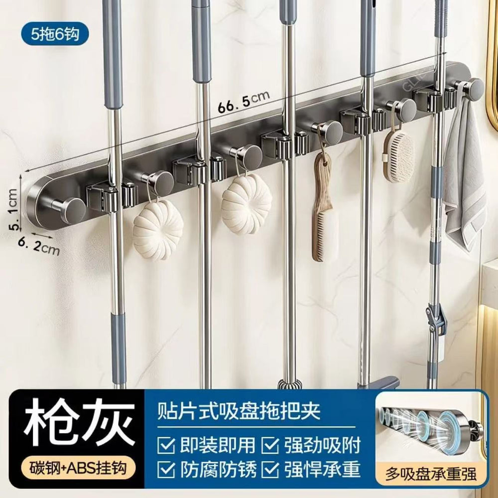 Suction cup mop wall hanging clip bathroom punch-free mop clip hanging broom mop hook fixed rack storage handy gadget