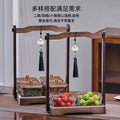 Walnut color fruit plate with handle chinoiseriefor home living room nut plate tea snack plate snack candy dried fruit box compartment plate