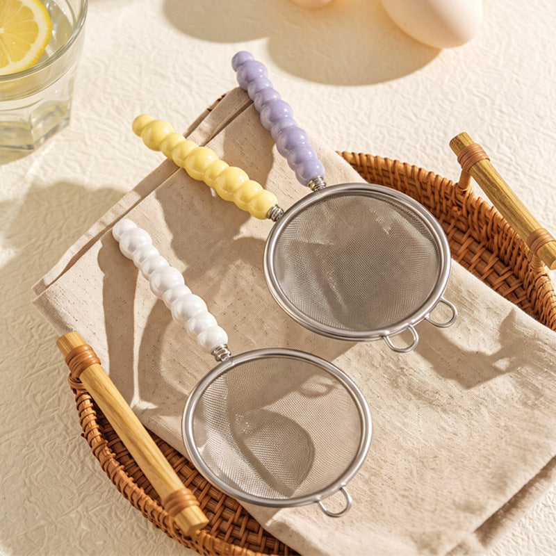 304 stainless steel 9-bead sieve spoon flour soy milk juice filter baking milk tea food supplement colander wholesale