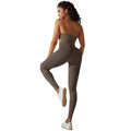 European and american cross-border seamless backless halter sports bra yoga set - fitness bra and yoga pants two-piece set for women