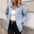 european and american new arrival cross-border e-commerce   independent website washed denim cardigan long sleeve jacket women's trendy style
