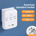 Us standard 1-to-6 power strip with 2 usb and 2 pd fast charging ports, us plug power adapter, multi-outlet socket for home use