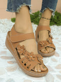 Plus size wedge heel roman retro sandals women's 2026 new hollow-out platform slide sandals beach women's sandals