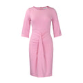 Amazon new arrivalsummer round neck pure color hip-covering pleated ol tongle fashionelegant pencil skirt africandress